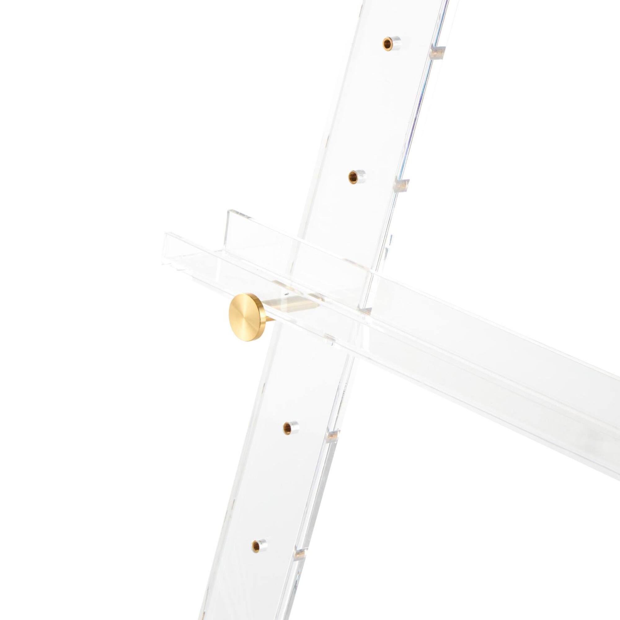 57" Clear Acrylic Plastic Adjustable 7-Tier Display Easel with Gold Metal Hardware & Chain Support